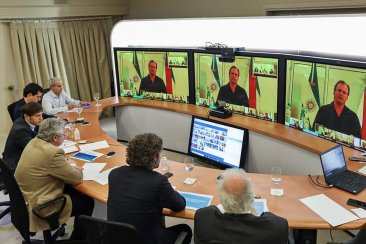 Bordet en videoconferencia con Fernandez y sus ministros Bordet en videoconferencia con Fernandez y sus ministros