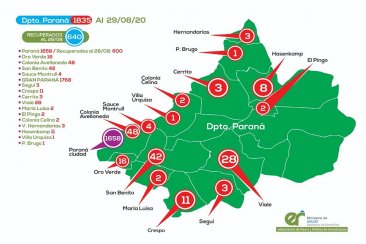 El mapa que muestra la cantidad de casos reportados al sábado 29 de agosto El mapa que muestra la cantidad de casos reportados al sábado 29 de agosto