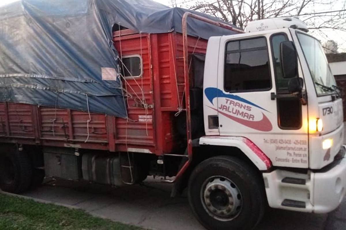 El cami&oacute;n pertenece a la empresa concordiense Trans Jalumar