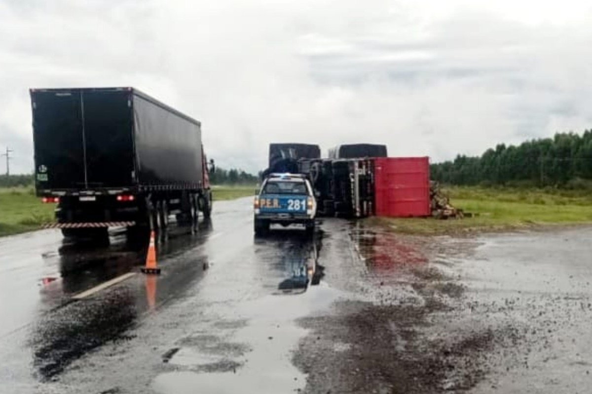 La carga de frutas y verduras qued&oacute; desparramada sobre la banquina.