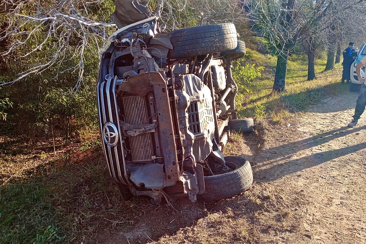 La camioneta se sali&oacute; de la avenida, choc&oacute; un &aacute;rbol y termin&oacute; volcando.