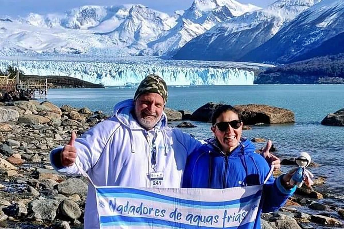 Juan Mesaglio y Eliana Medina en Lago Argentino.