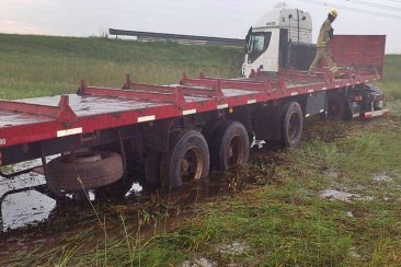 Camionero concordiense despistó en la Autovía 14. Camionero concordiense despistó en la Autovía 14.
