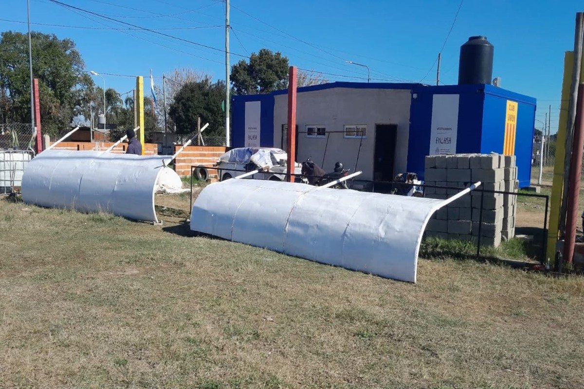 Las obras en la cancha del Club Villa Jardin