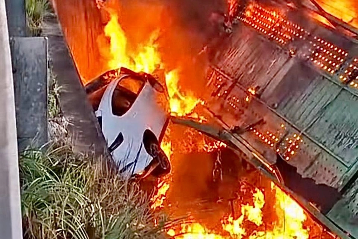 Las llamas se cobraron la vida del trabajador del volante.