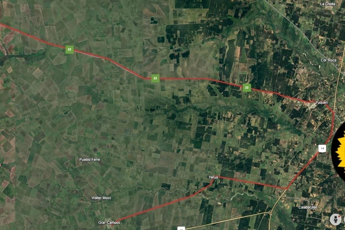 El mapa muestra parte del recorrido realizado por el Toyoya balnco de Palacios