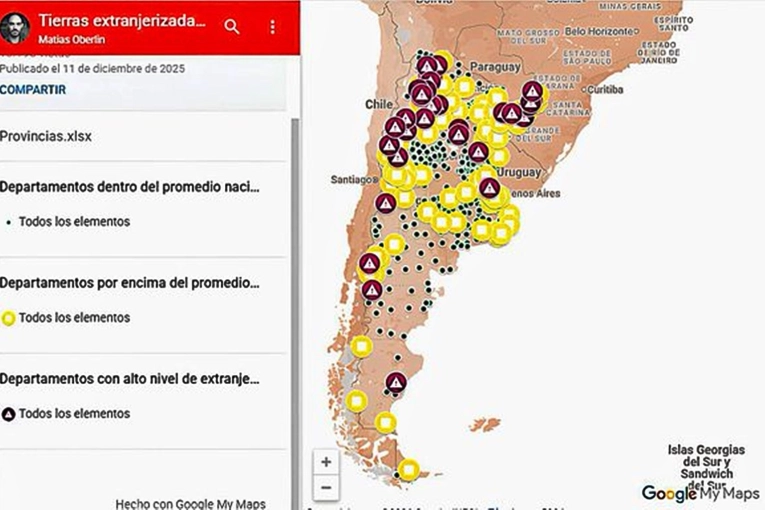 Concordia entre los departamentos entrerrianos con más altos niveles de tierras en manos extranjeras