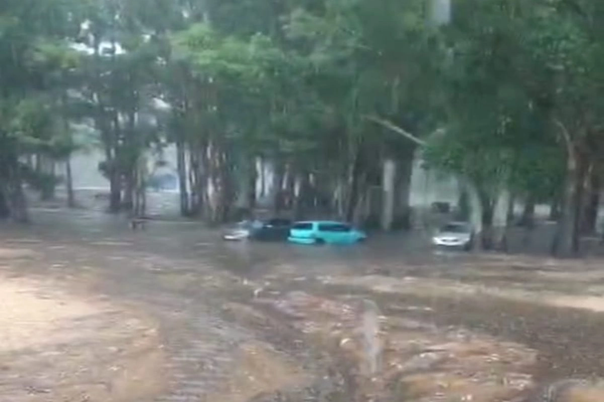 Los autos estuvieron en peligro debido a las fuertes precipitaciones de este jueves.