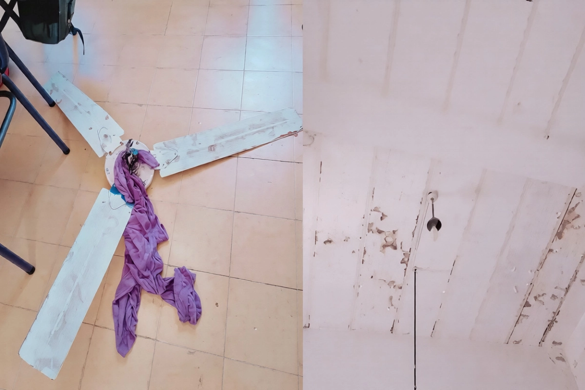 El ventilador cay&oacute; en plena clase.