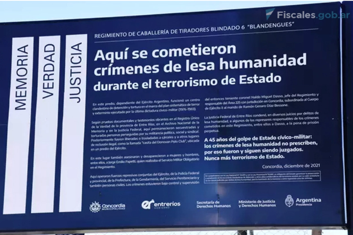 Se reinstala el Cartel de &ldquo;Sitio de Memoria&rdquo;