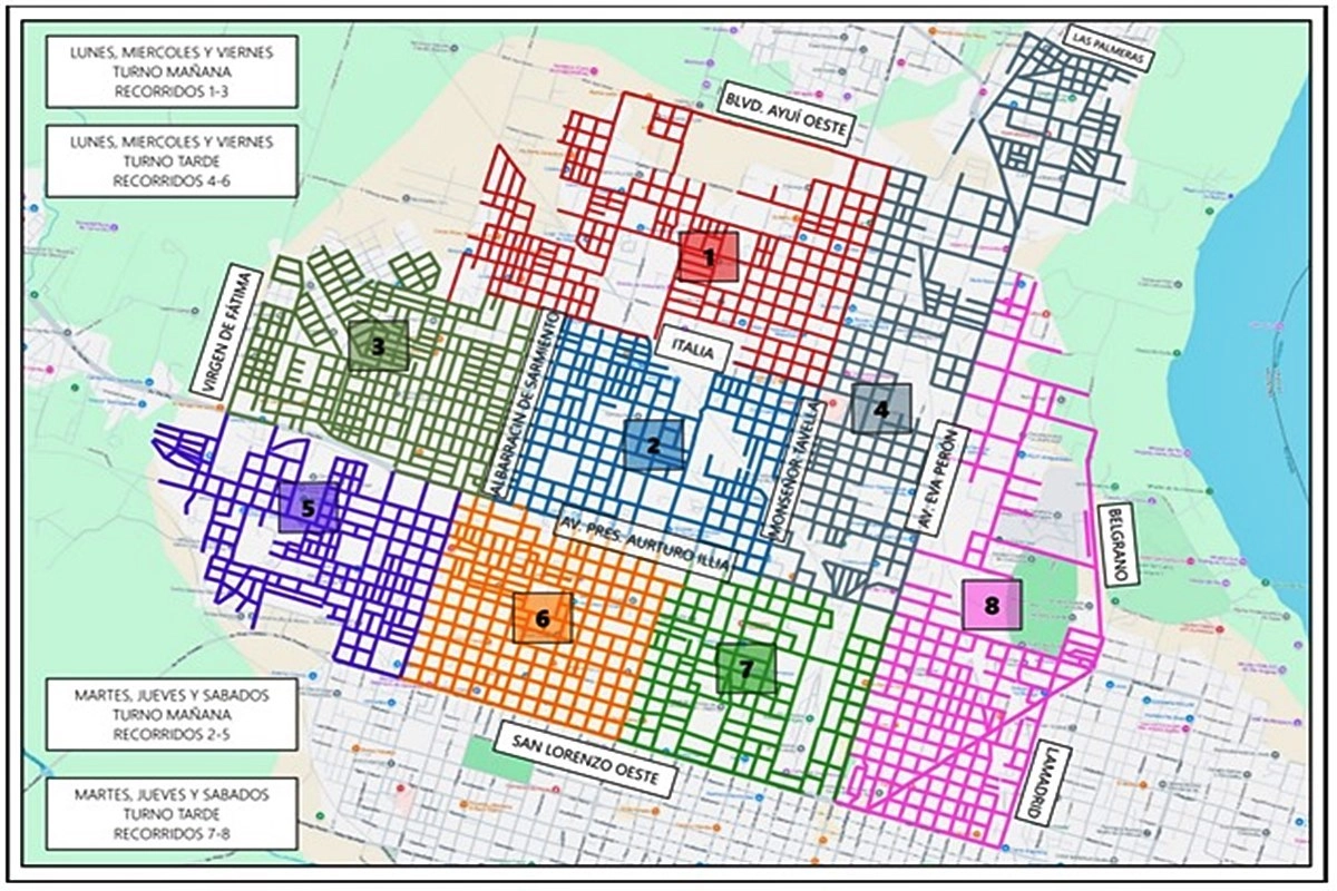 Detalle de las zonas del nuevo esquema de recolecci&oacute;n de residuos.