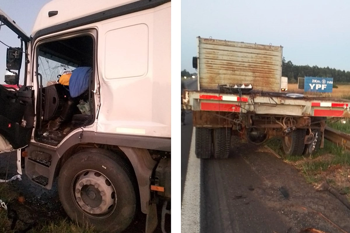 Un cami&oacute;n choc&oacute; contra la parte trasera de otro en la Ruta 14.