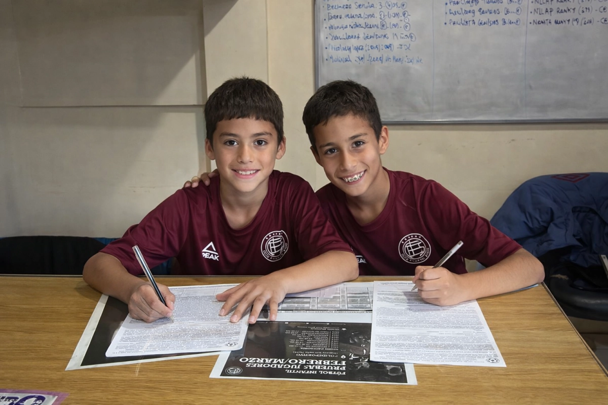 Samuel y Basti&aacute;n Ledesma firmando su contrato