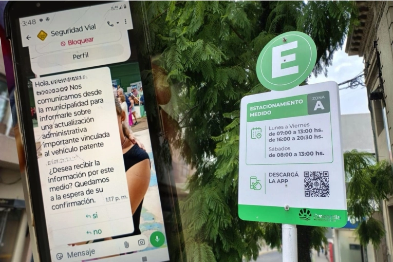Alertan por mensajes falsos sobre el estacionamiento medido en Concordia