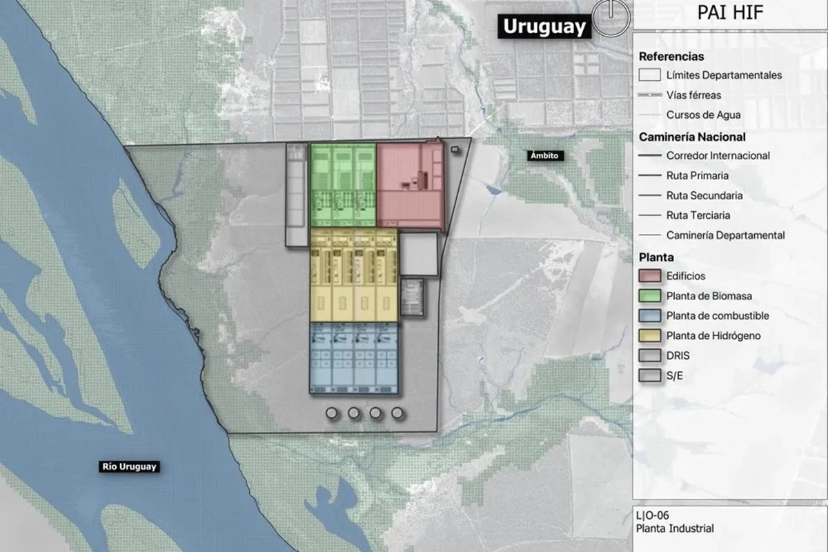 Plano de la planta que proyecta construirse a orillas del r&iacute;o Uruguay.