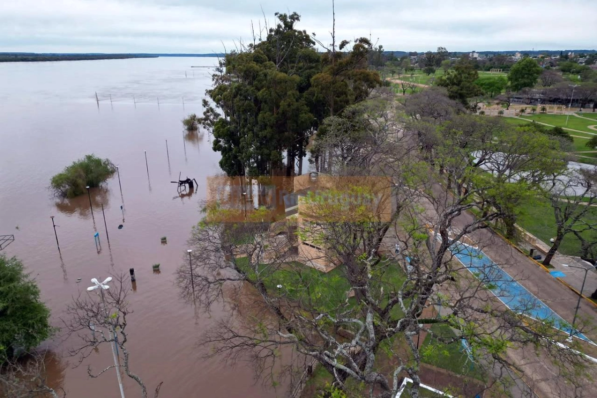 El r&iacute;o Uruguay en la ma&ntilde;ana de este lunes.