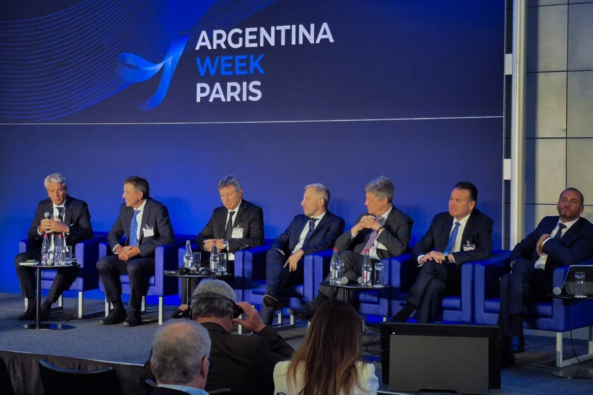 Rogelio Frigerio participando de un panel en Par&iacute;s.